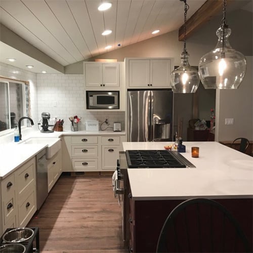 A beautiful kitchen showcasing paint-grade Douglas Fir.